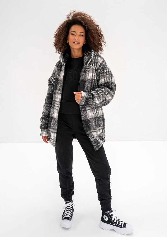 Furry - Checked boucle oversize jacket