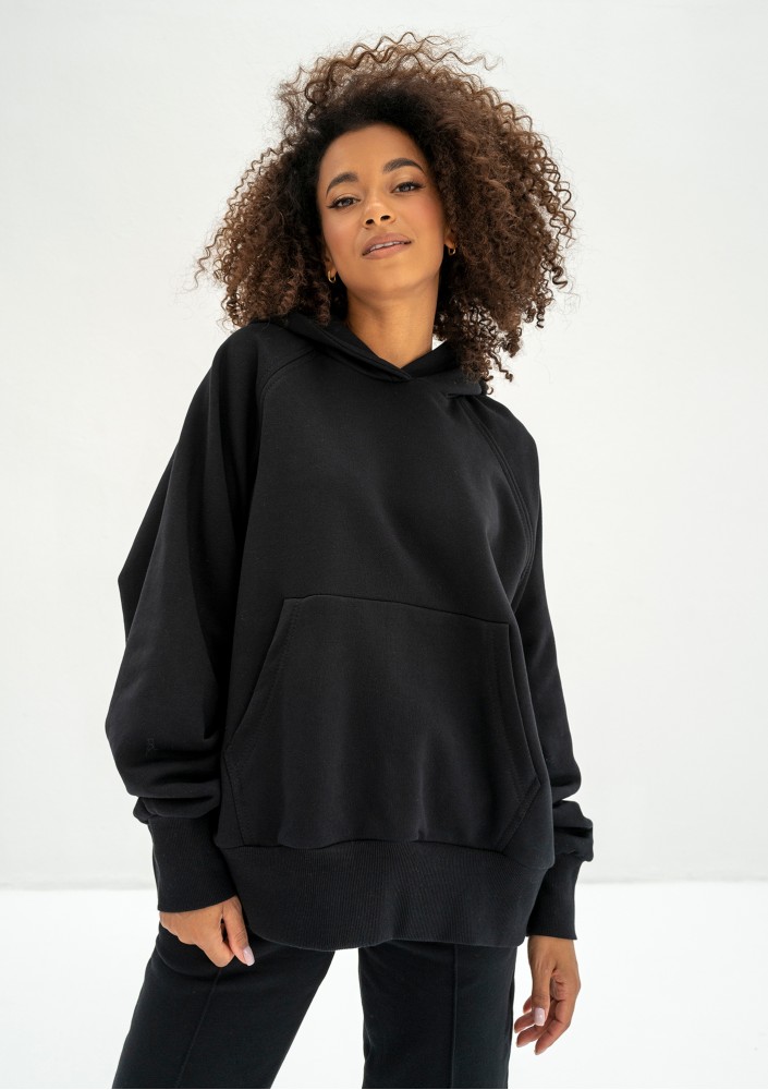 Hoody - Bluza kangurka z haftowanym logiem Black