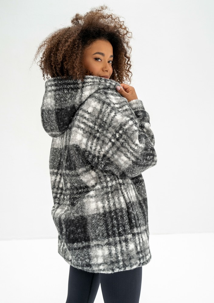 Furry - Checked boucle oversize jacket
