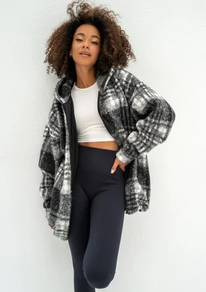 Furry - Checked boucle oversize jacket
