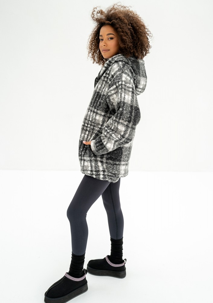 Furry - Checked boucle oversize jacket
