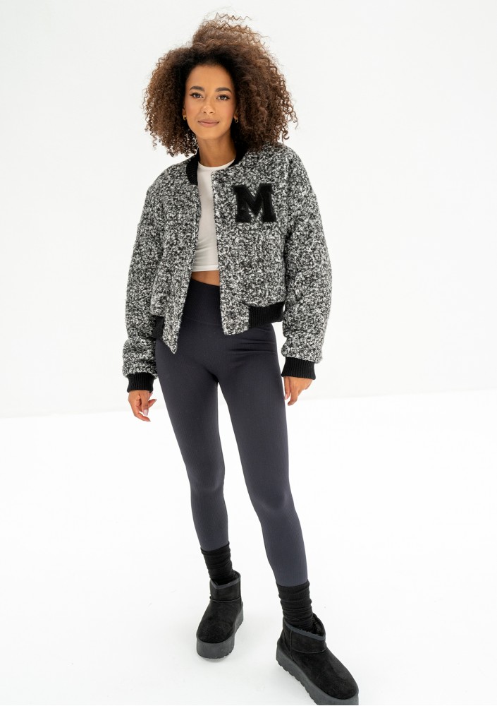 Blaze - Melange boucle bomber jacket with a "M" logo