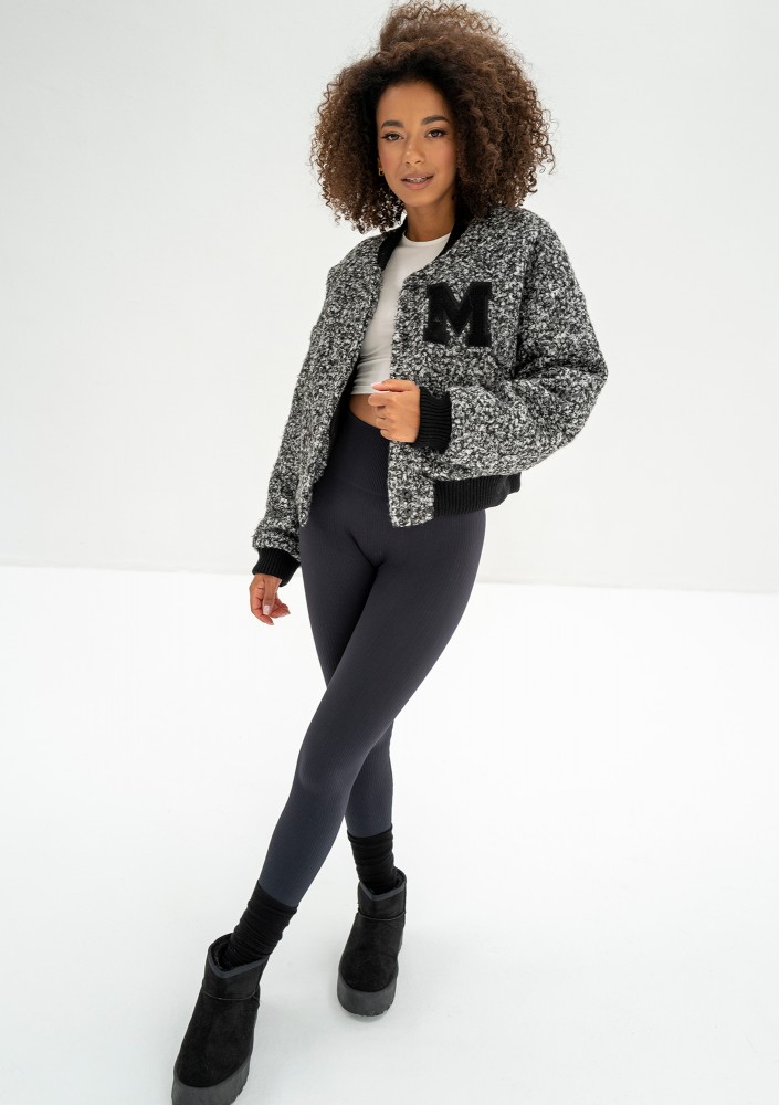Blaze - Melange boucle bomber jacket with a "M" logo