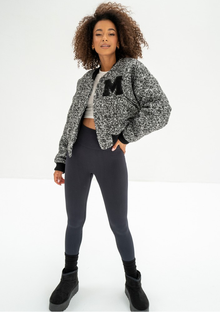 Blaze - Melange boucle bomber jacket with a "M" logo