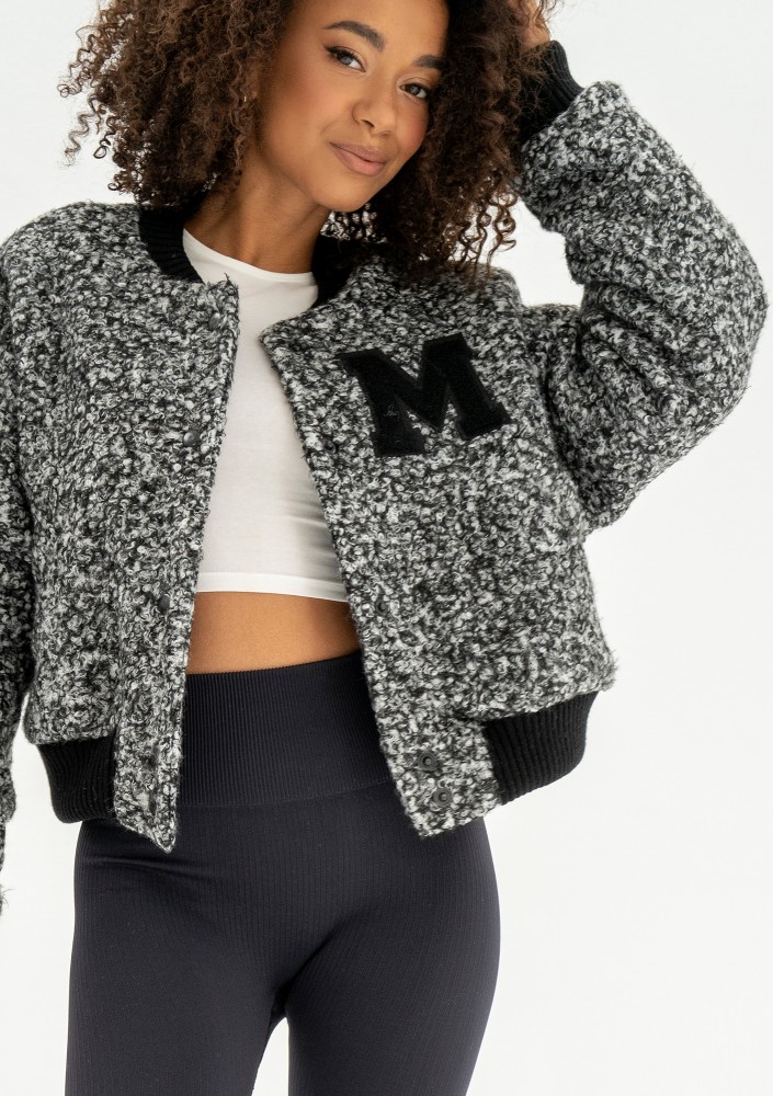Blaze - Melange boucle bomber jacket with a "M" logo