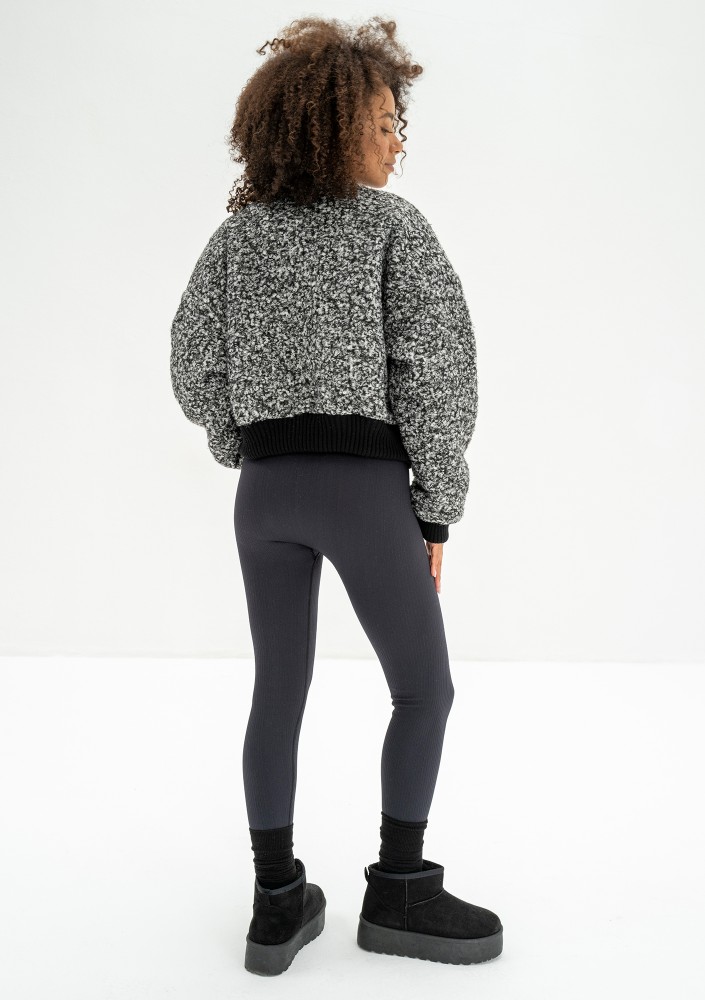 Blaze - Melange boucle bomber jacket with a "M" logo