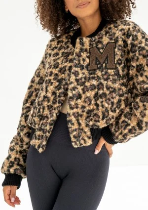 Blaze - Leopard spots printed boucle bomber jacket with a "M" logo
