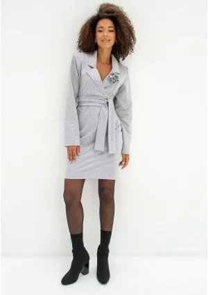 - Melange grey mini collared dress
