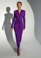 Mayell - Shiny purple maxi draped dress