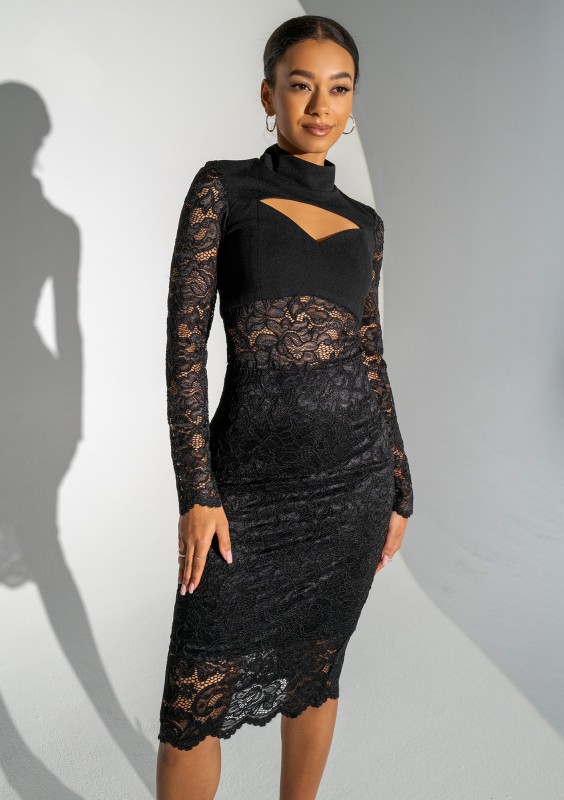 Suzane - Black midi lace dress