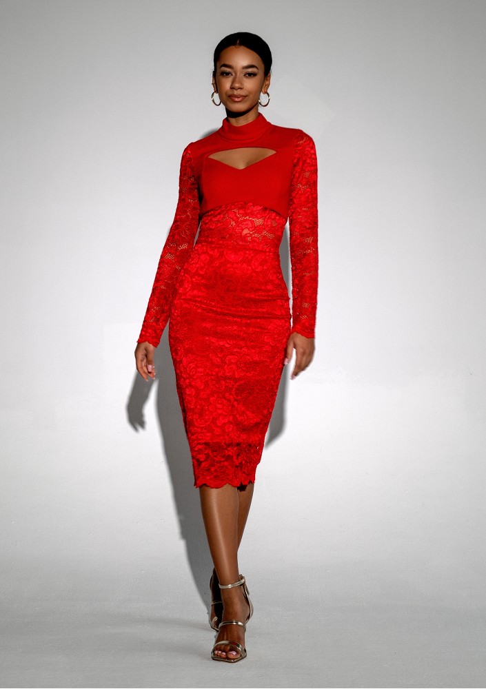 Suzane - Red midi lace dress
