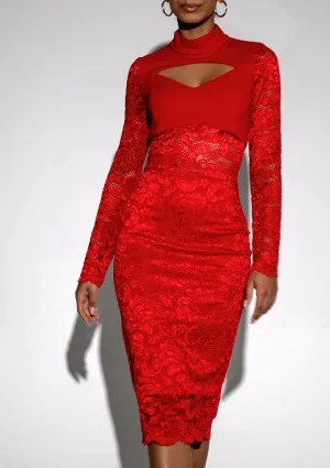 Suzane - Red midi lace dress