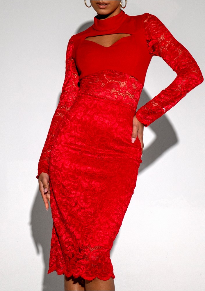 Suzane - Red midi lace dress