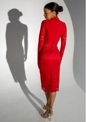 Suzane - Red midi lace dress