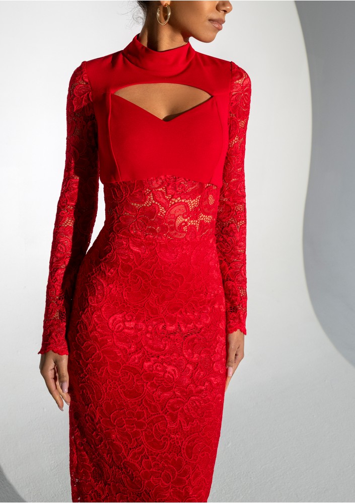 Suzane - Red midi lace dress