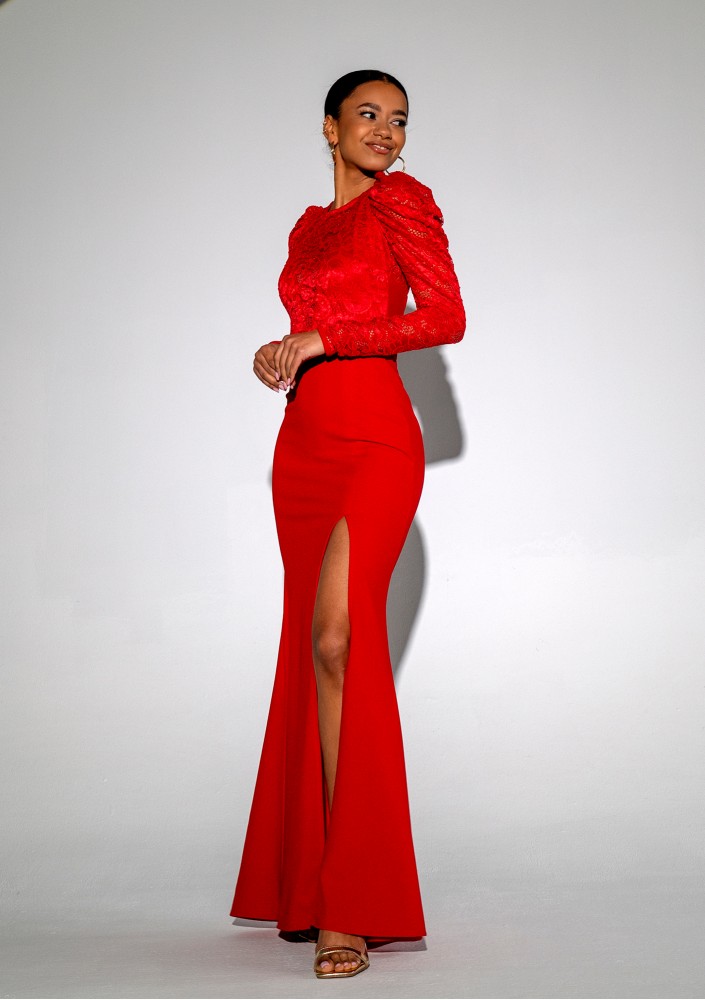 Roma - Red maxi lace dress