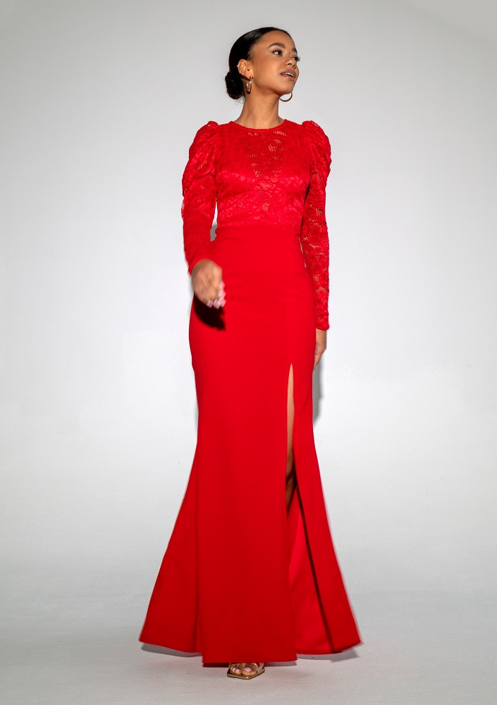 Roma - Red maxi lace dress
