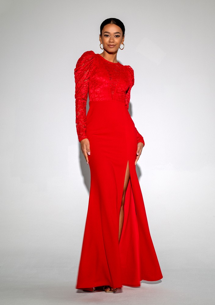 Roma - Red maxi lace dress