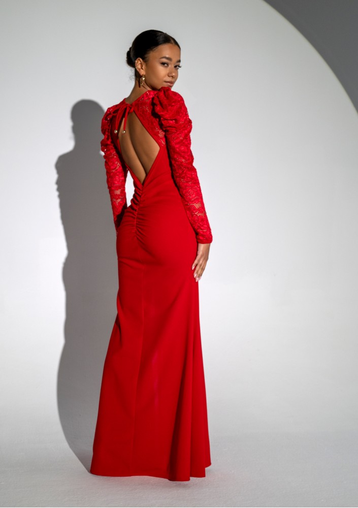Roma - Red maxi lace dress