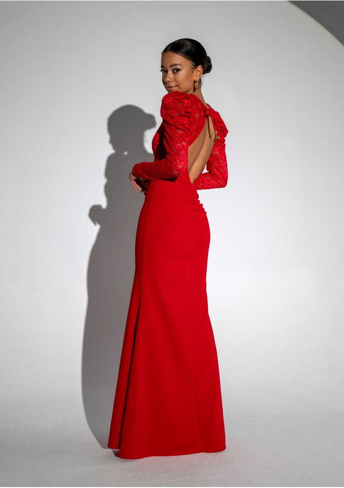 Roma - Red maxi lace dress