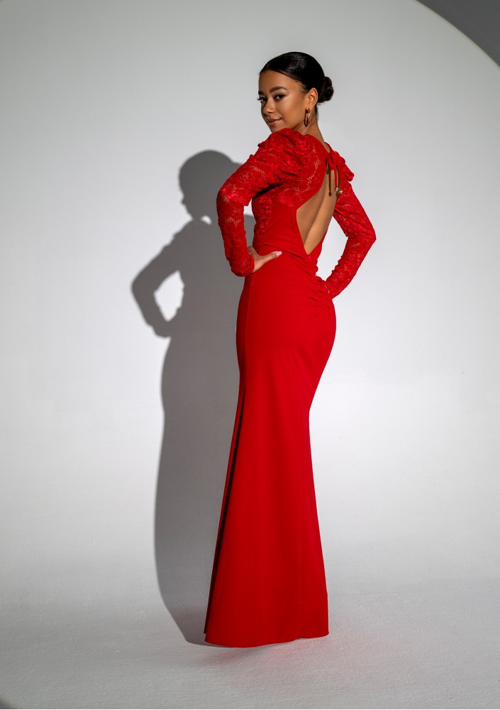 Roma - Red maxi lace dress