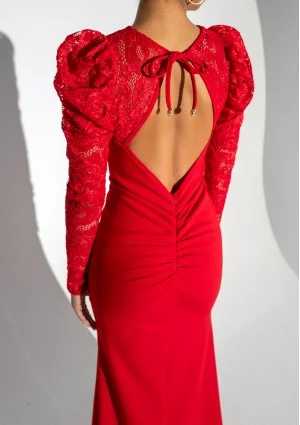 Roma - Red maxi lace dress
