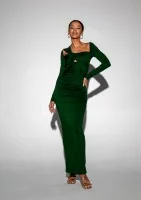 - Green maxi draped dress