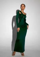 - Green maxi draped dress