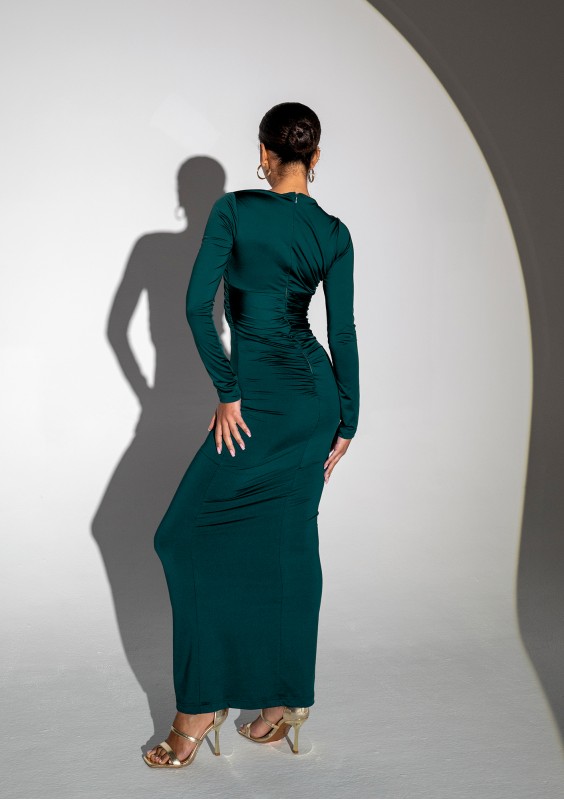- Green maxi draped dress