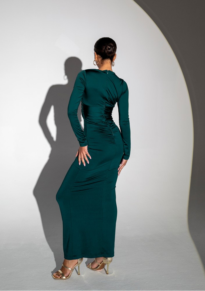 - Green maxi draped dress