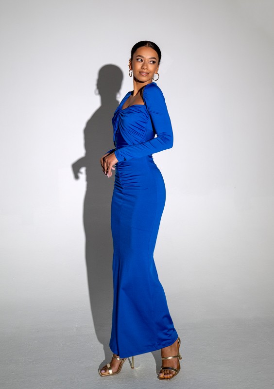 Elle - Cobalt blue maxi draped dress