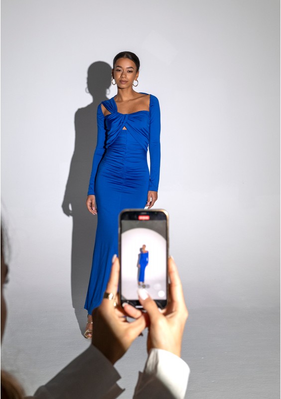 Elle - Cobalt blue maxi draped dress