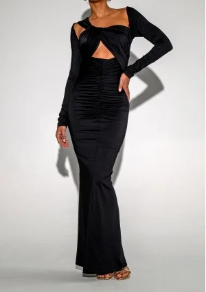 Elle - Black maxi draped dress