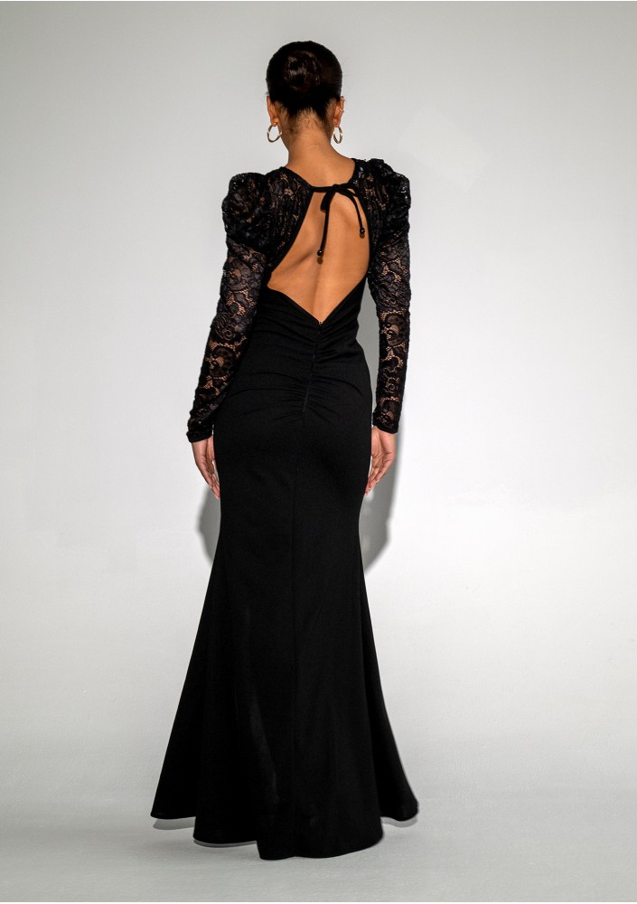 Roma - Black maxi lace dress