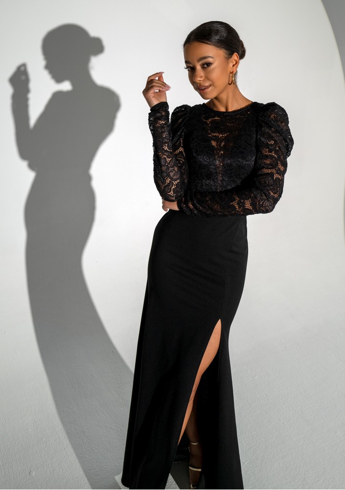 Roma - Black maxi lace dress