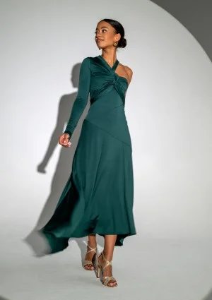 Carlita - Asymetryczna sukienka z efektownym dekoltem Zielona