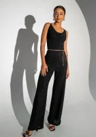 Teyah - Shiny black strap jumpsuit