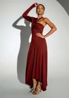 Carlita - Claret asymmetric dress with a draped neck