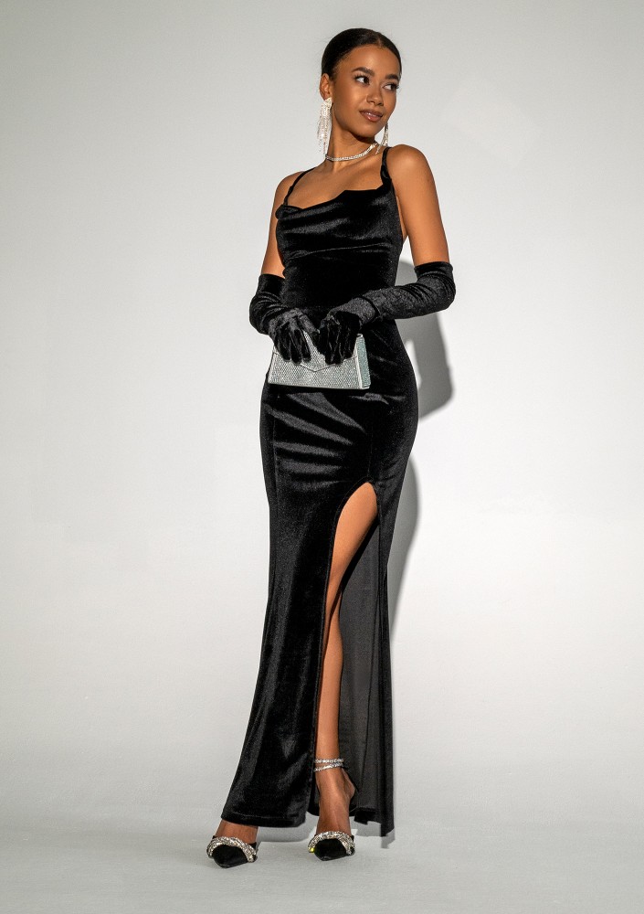 Seona - Black maxi strap dress