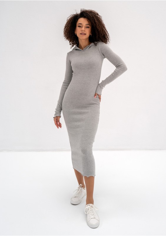 Bessie - Grey midi knitted bodycon dress