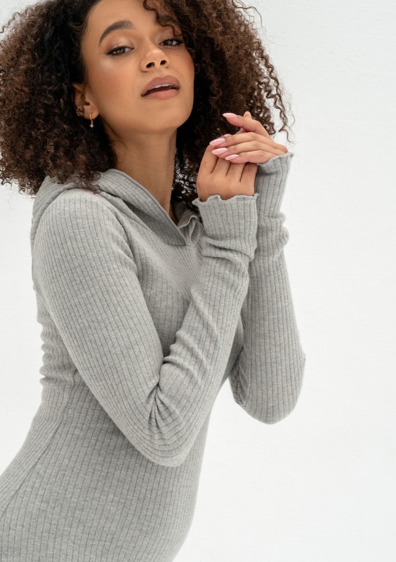 Bessie - Grey midi knitted bodycon dress