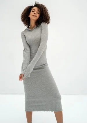 Bessie - Grey midi knitted bodycon dress