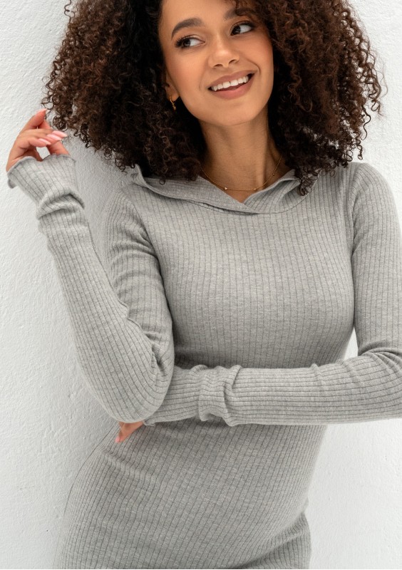 Bessie - Grey midi knitted bodycon dress