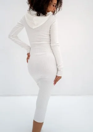 Bessie - Ecru midi knitted bodycon dress