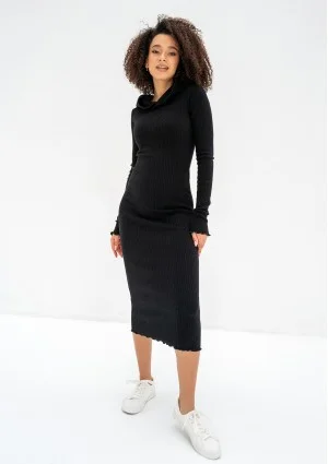 Bessie - Black midi knitted bodycon dress