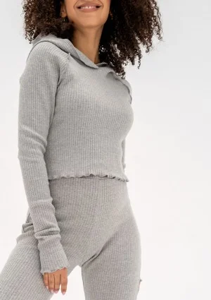 Clove - Grey knitted hooded crop top