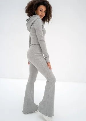 Clove - Grey knitted hooded crop top