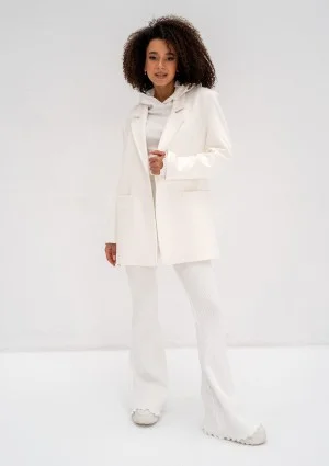 Zura - Ecru oversized faux suede blazer