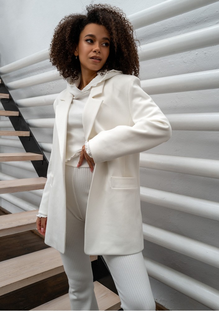 Zura - Ecru oversized faux suede blazer