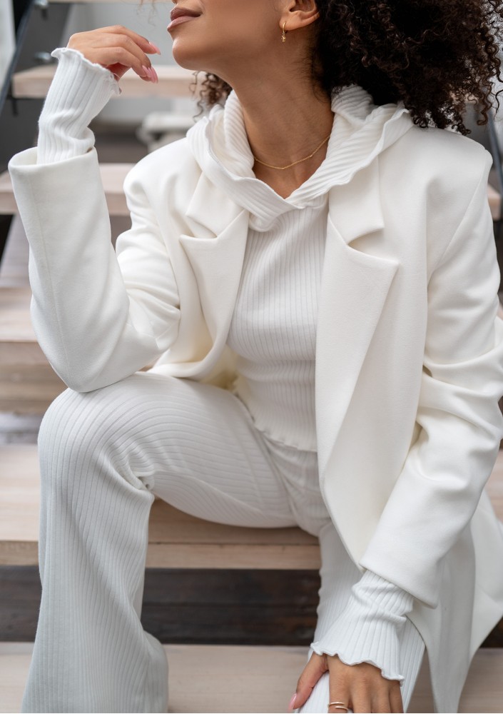 Zura - Ecru oversized faux suede blazer